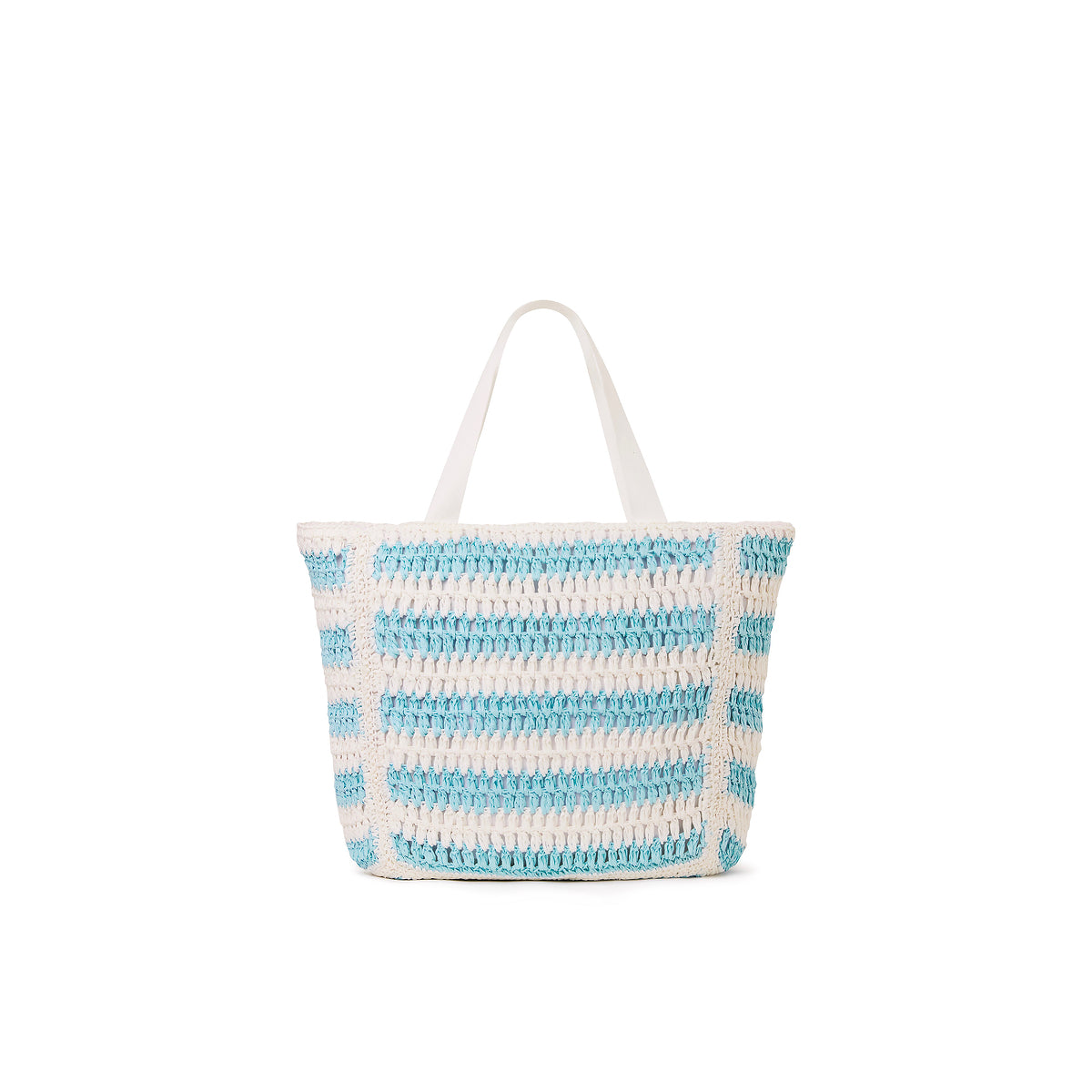 Straw Beach Tote Bag - Tropic Blues