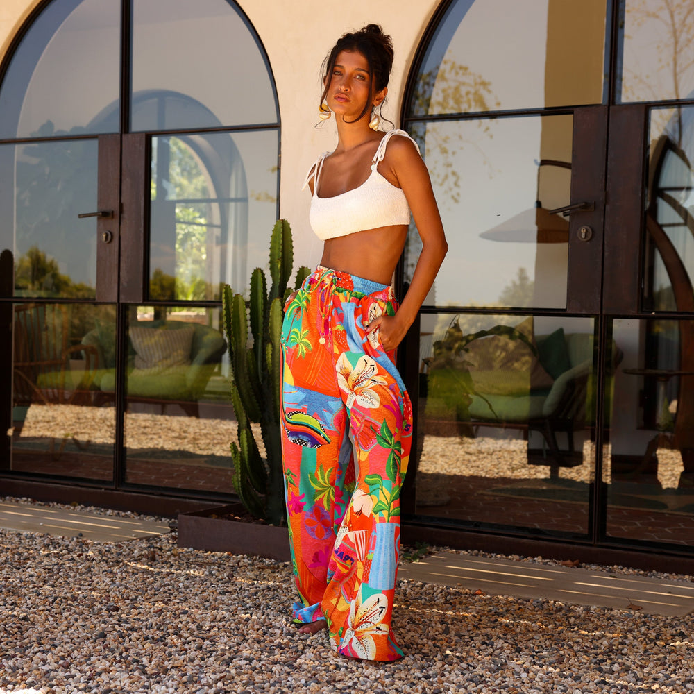 Simple Shirred Tie Crop - Natural White