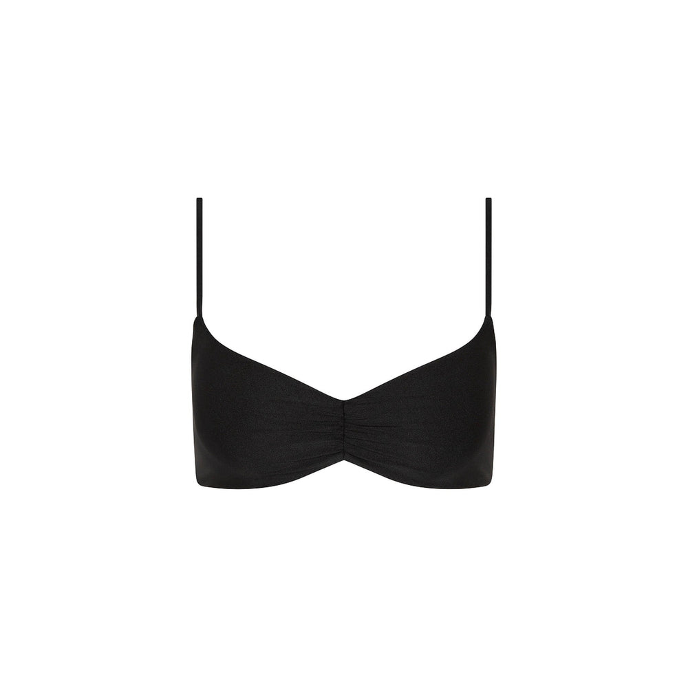 Gathered Mini Crop Bikini Top - Twilight Black