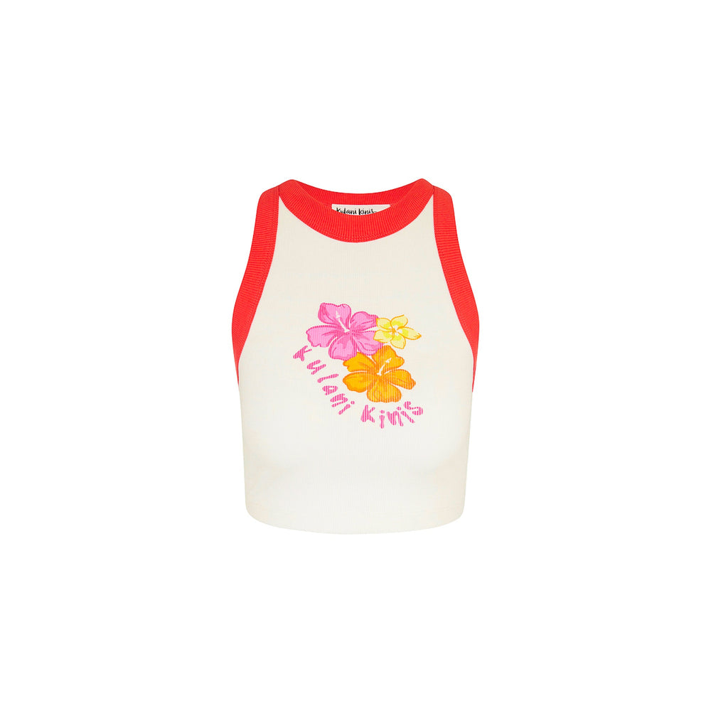 Bind Crop Tank Top - Hibiscus Kisses