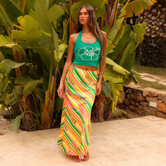 Satin Tie Side Maxi Skirt - Sunshine Lover