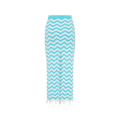 Chevron Knit Midi Skirt - Crystal Cove
