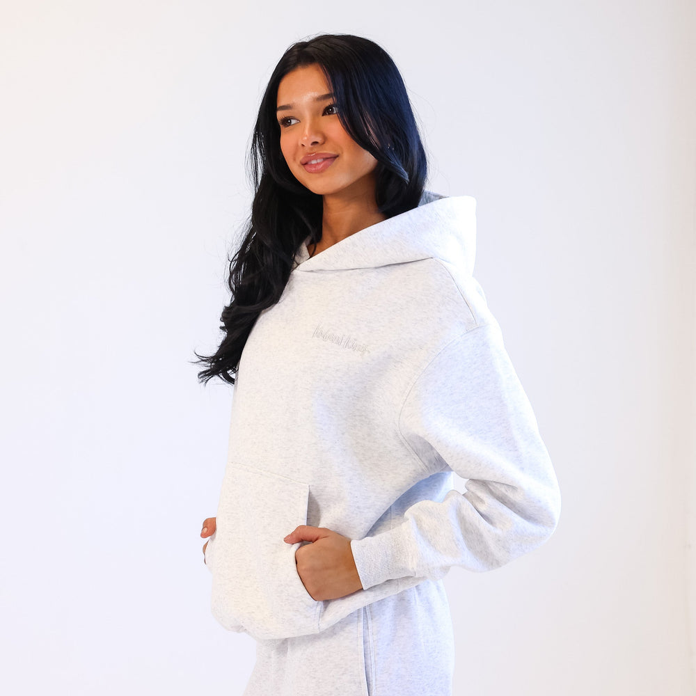 Embroidered Hoodie - Silver Stone