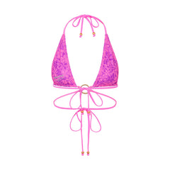 Halo Ring Halter Bikini Top - Bubble Berry