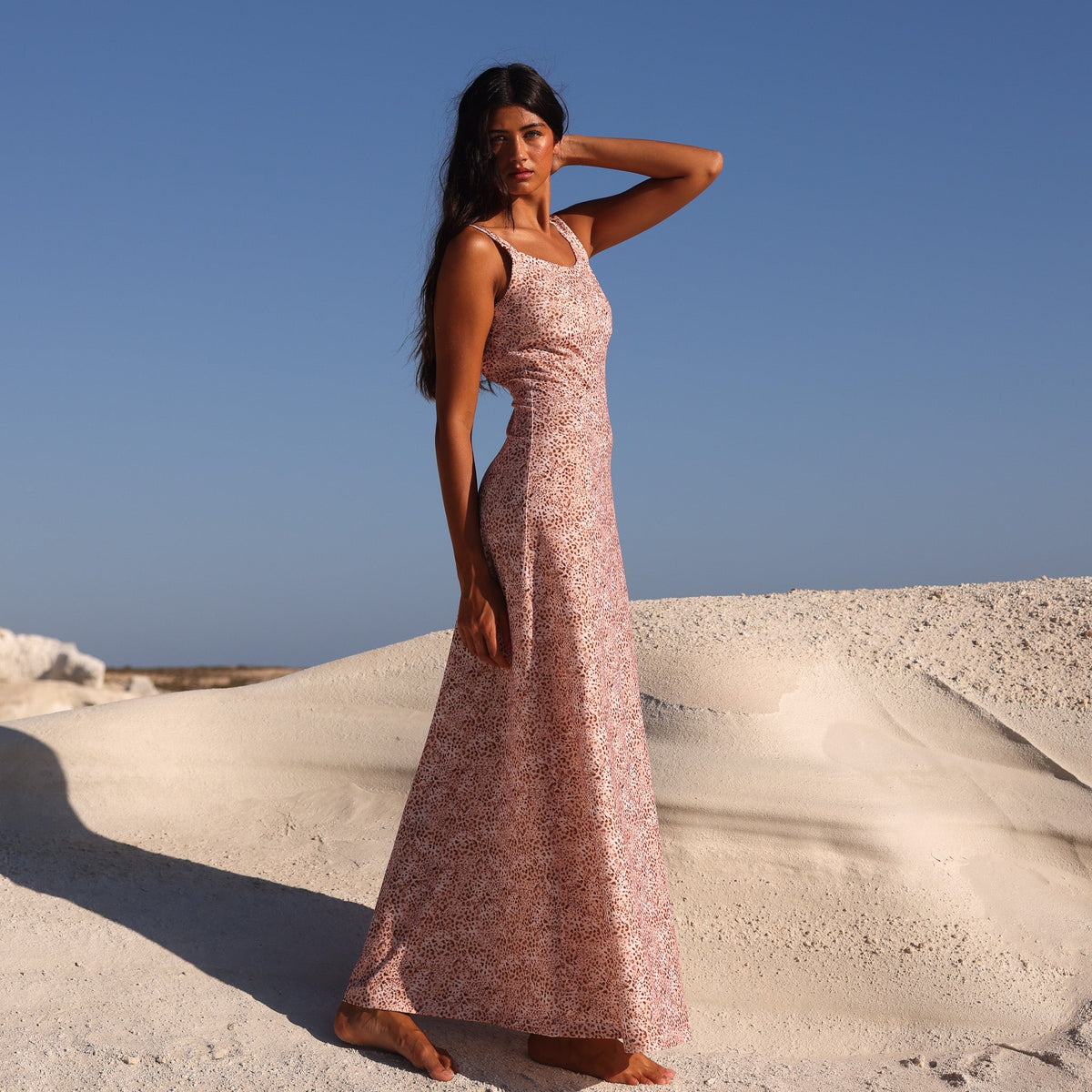Scoop Low Back Maxi Dress - Wild Skies