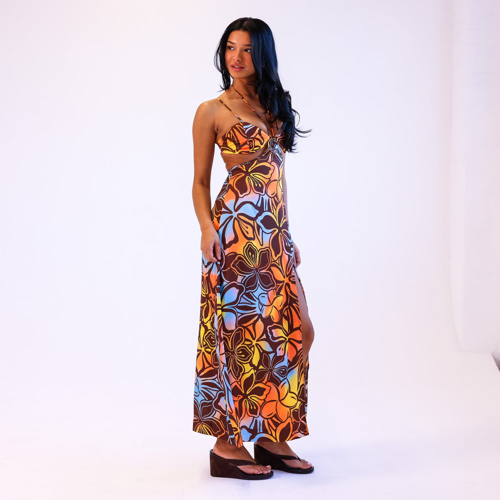 Strappy Cut Out Maxi Dress - Frangipani Fizz
