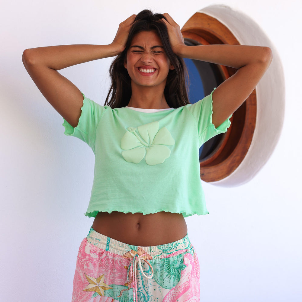 Lettuce Cropped Mini Tee - Apple Sorbet