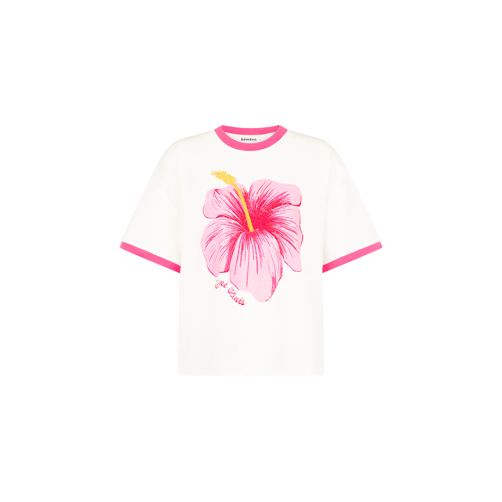 Boyfriend Bind Tee - Hibiscus Horizon