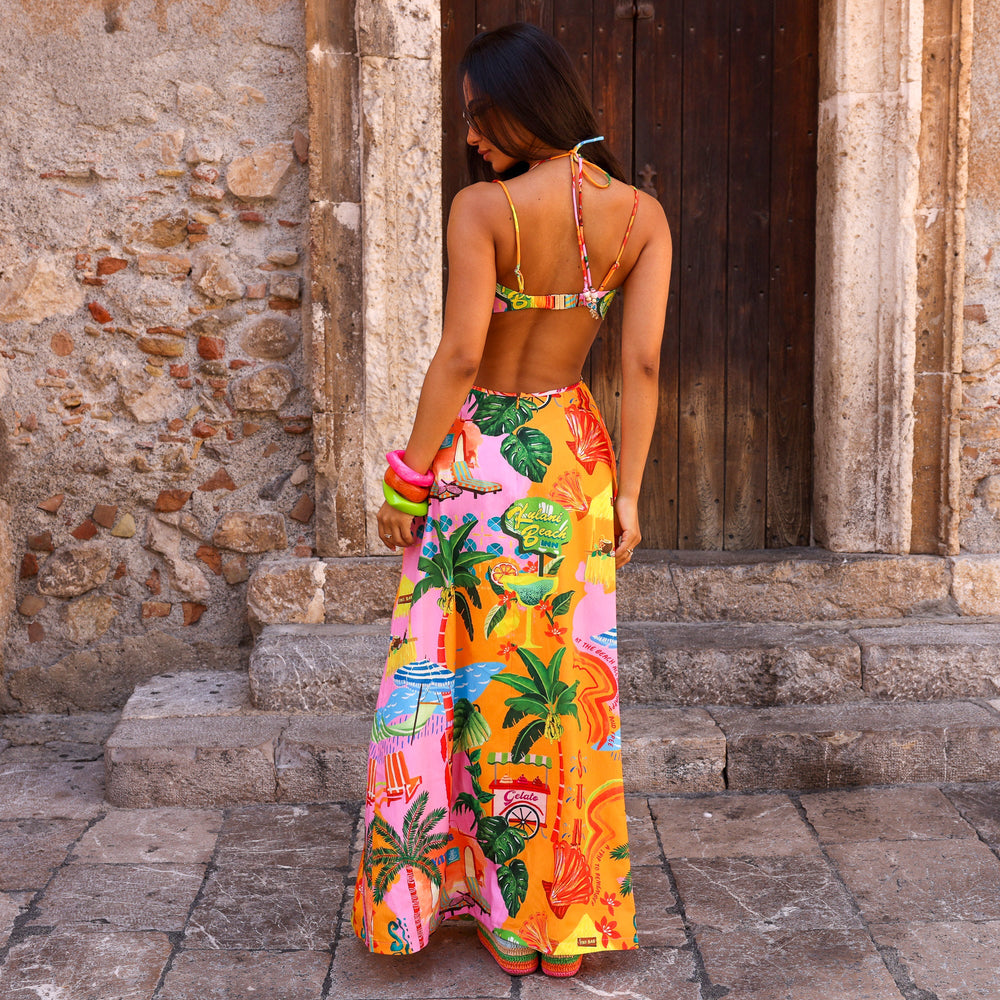 Beaded Cut Out Maxi Dress - Sunlit Spritz
