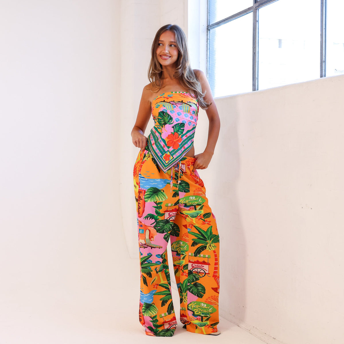 Drawstring Summer Pants - Sunlit Spritz