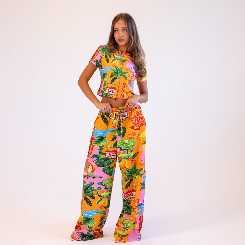 Drawstring Summer Pants - Sunlit Spritz