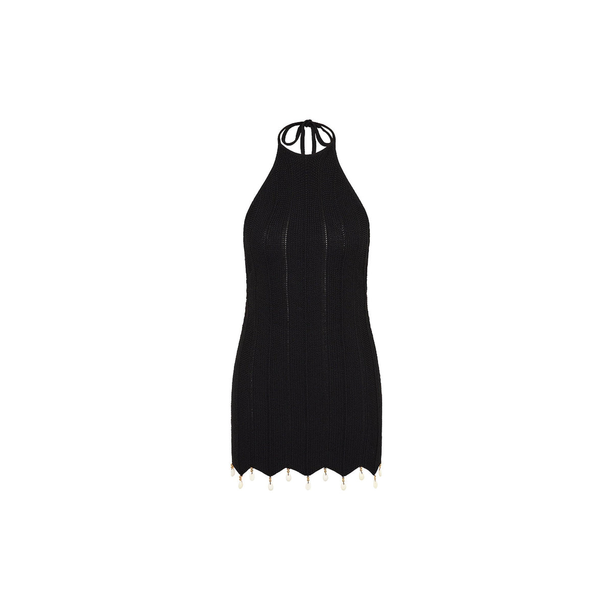 Chevron Knit Halter Mini Dress - Twilight Black
