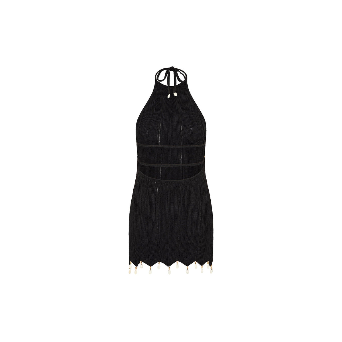 Chevron Knit Halter Mini Dress - Twilight Black