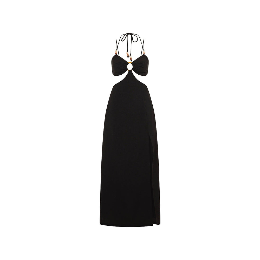 Beaded Cut Out Maxi Dress - Twilight Black