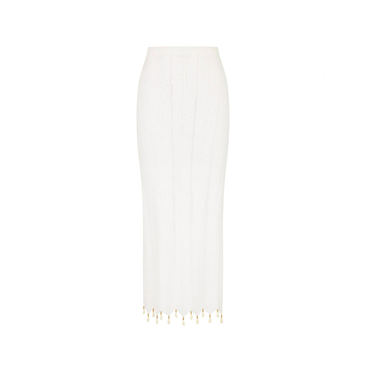 Chevron Knit Midi Skirt - Whipped White