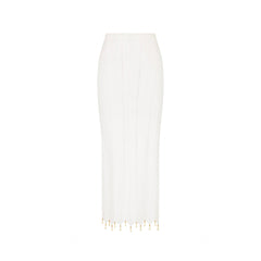 Chevron Knit Midi Skirt - Whipped White