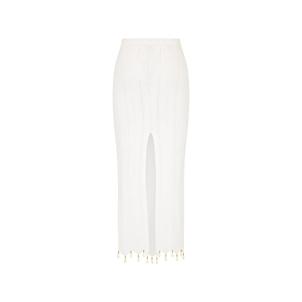 Chevron Knit Midi Skirt - Whipped White