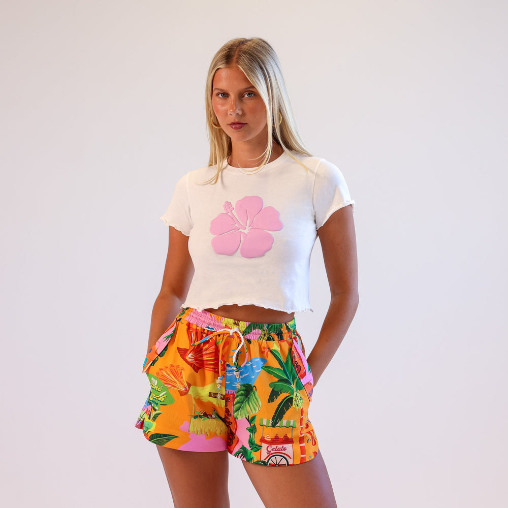 Lettuce Cropped Mini Tee - Whipped White
