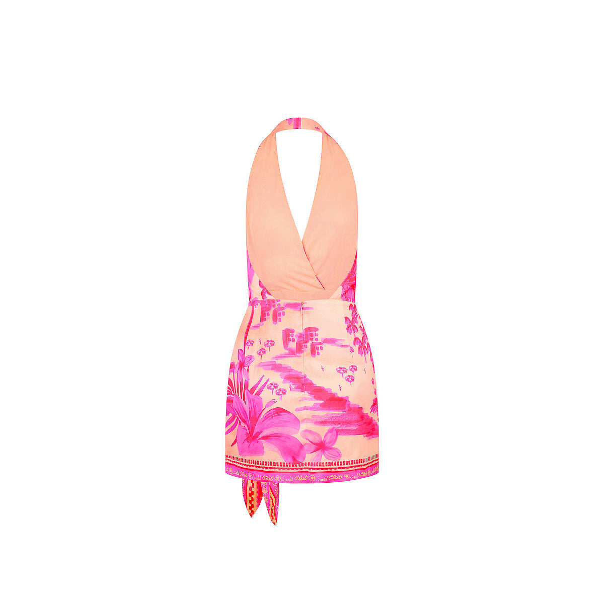 Satin Halter Wrap Mini Dress - Sippin Pretty