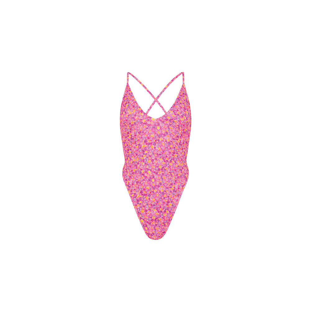 Plunge Cross Back One Piece - Gelato Bloom