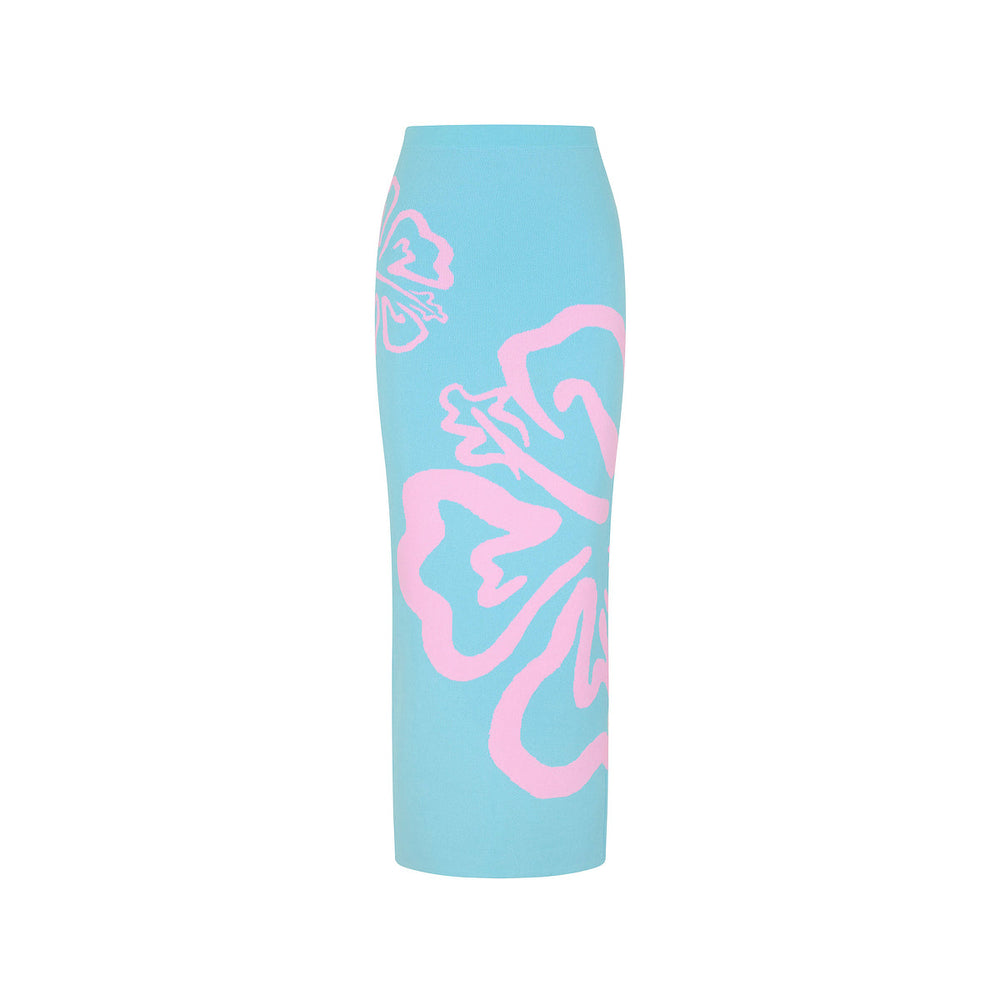 Knit Midi Skirt - Island Sky