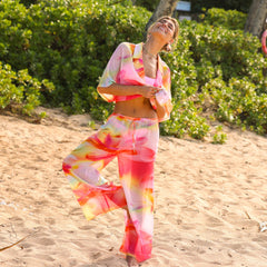 Sheer Drawstring Pant - Frangipani Swirl