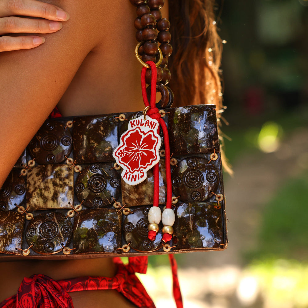 Charm Keyring - Cherry Hibiscus