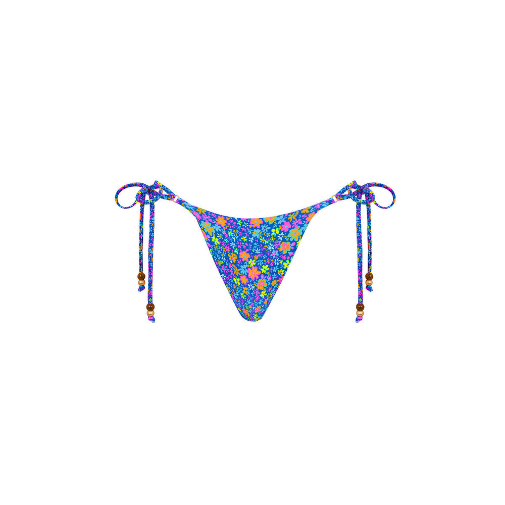 Thong Tie Side Bikini Bottom - Electric Bloom