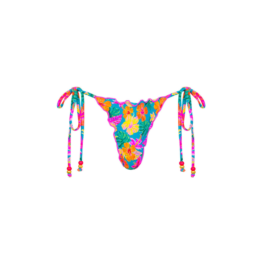 Lettuce Edge Thong Tie Bikini Bottom - Paradise Pop