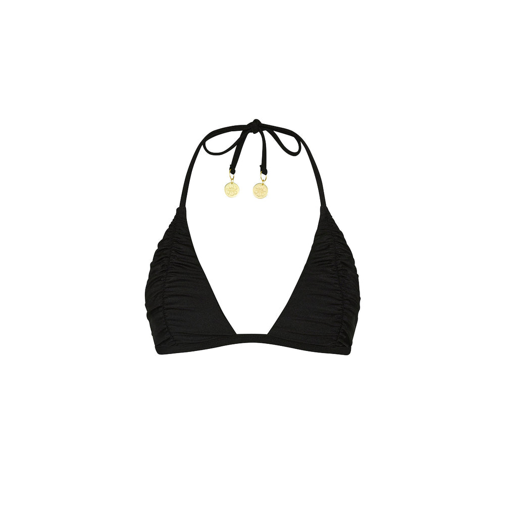 Gathered Stitch Bralette Bikini Top - Twilight Black