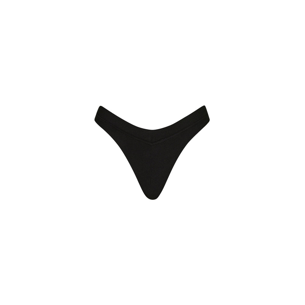 Wide Bind High Leg Thong Bikini Bottom - Twilight Black