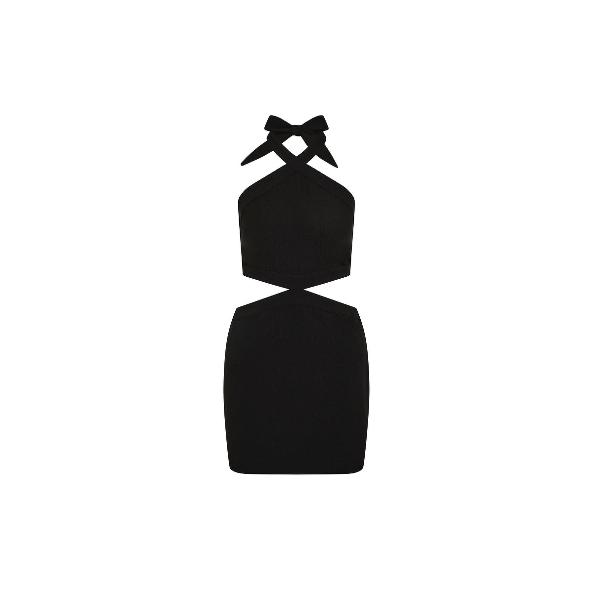 Cut Out Halter Neck Mini Dress - Twilight Black