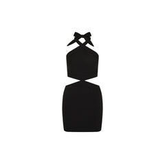 Cut Out Halter Neck Mini Dress - Twilight Black