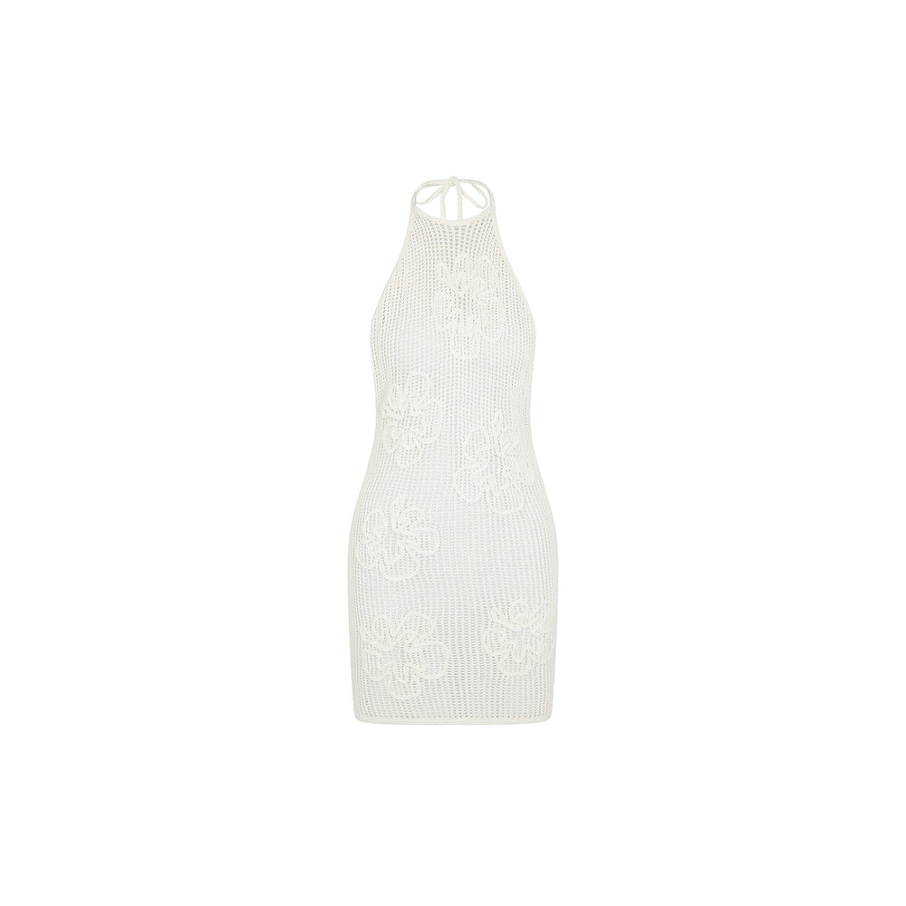 Summer Knit Mini Dress - Whipped White
