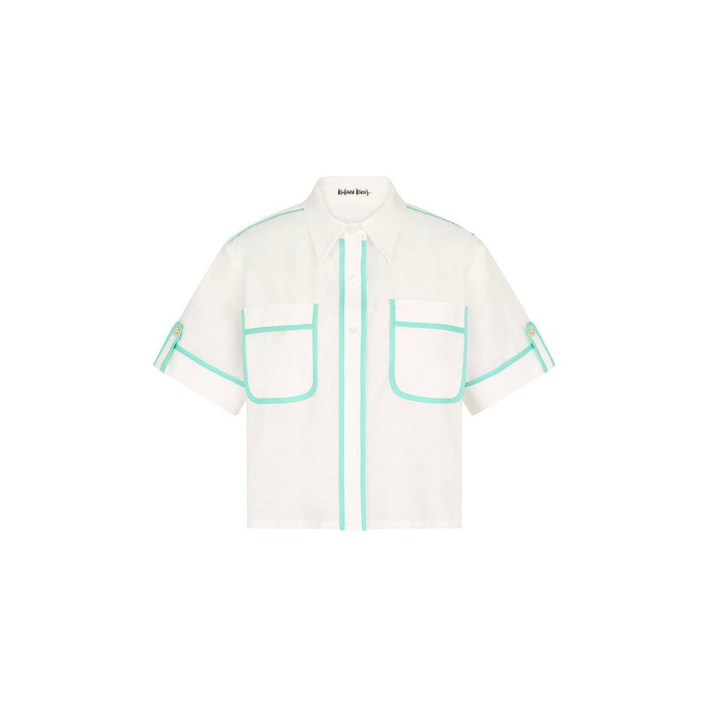 Cropped Button Up Shirt - Crystal Tides