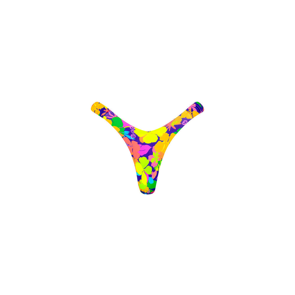 Retro Y Thong Bikini Bottom - Neon Sunset