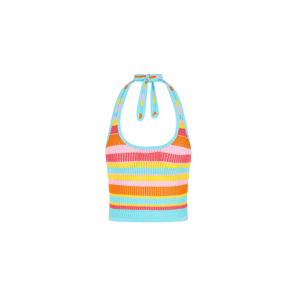 Knit Halter Tie Top - Sunset Strip