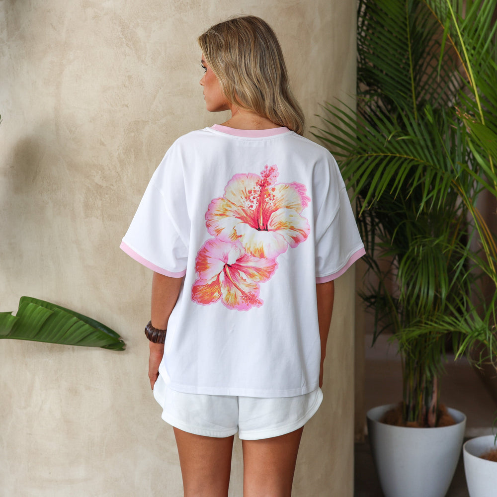 Boyfriend Bind Tee - Hibiscus Paradise