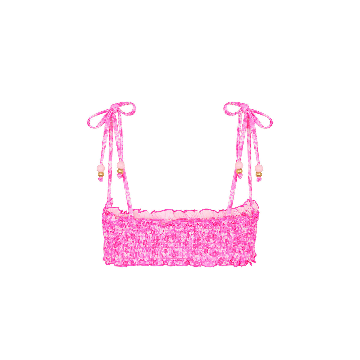 Shirred Crop Tie Bikini Top - Berry Burst