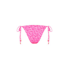 Shirred Dipped Cheeky Tie Bikini Bottom - Berry Burst