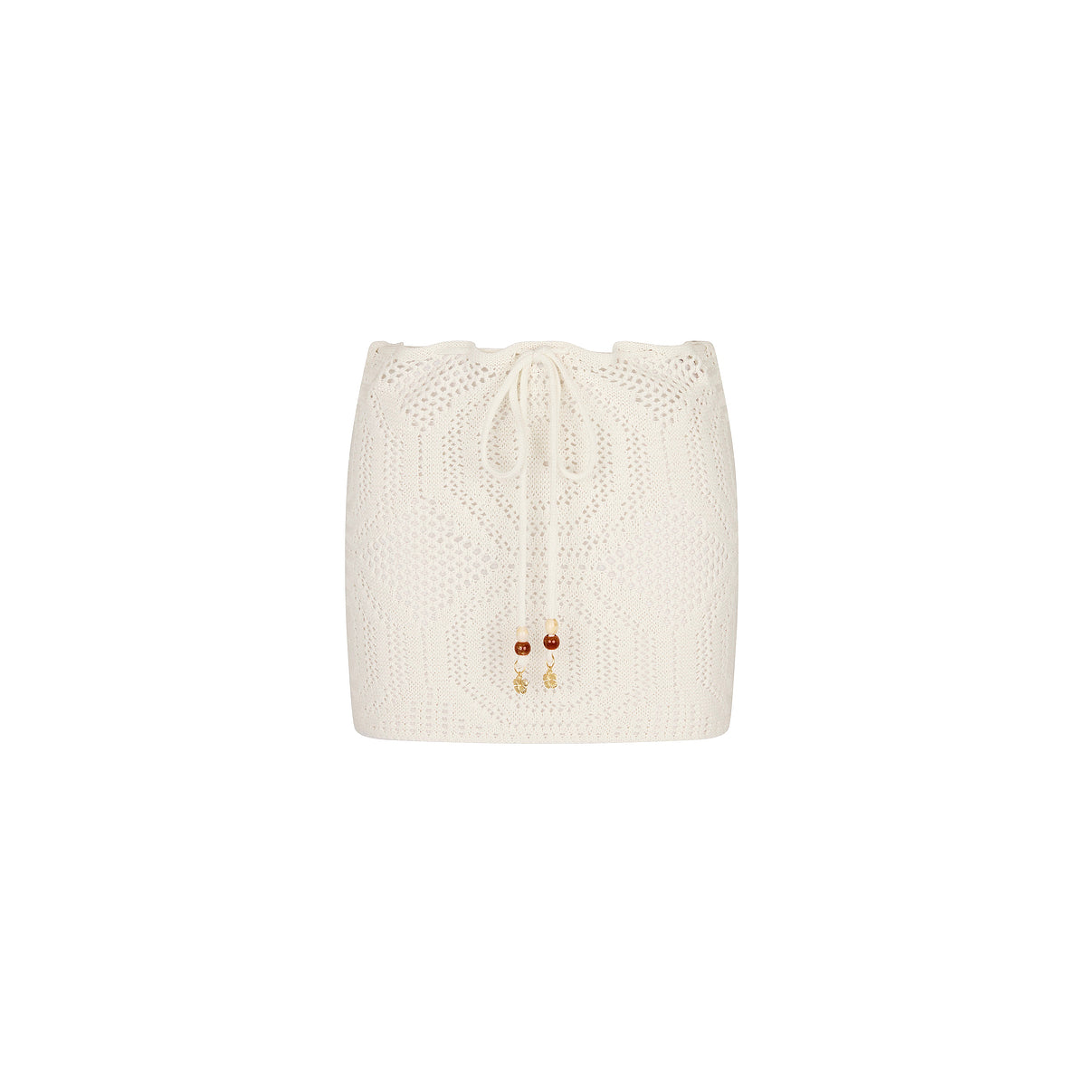Crochet Lace Knit Mini Skirt - Whipped White
