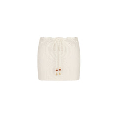 Crochet Lace Knit Mini Skirt - Whipped White