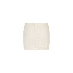 Crochet Lace Knit Mini Skirt - Whipped White