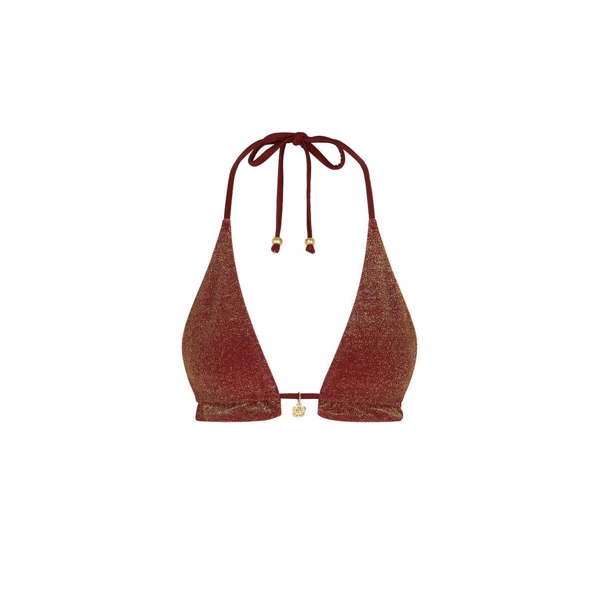 Frill Halter Bralette Bikini Top - Cinnamon