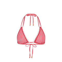 Scallop Crochet Halter Bikini Top - Strawberry Siesta