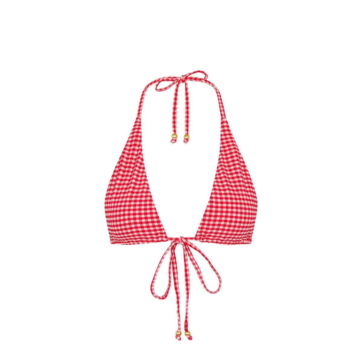 Front Tie Halter Bikini Top - Strawberry Siesta
