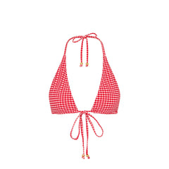 Front Tie Halter Bikini Top - Strawberry Siesta