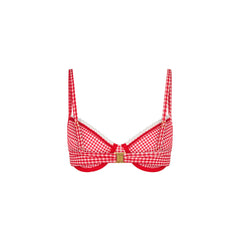 Scallop Crochet Underwire Bra Bikini Top - Strawberry Siesta