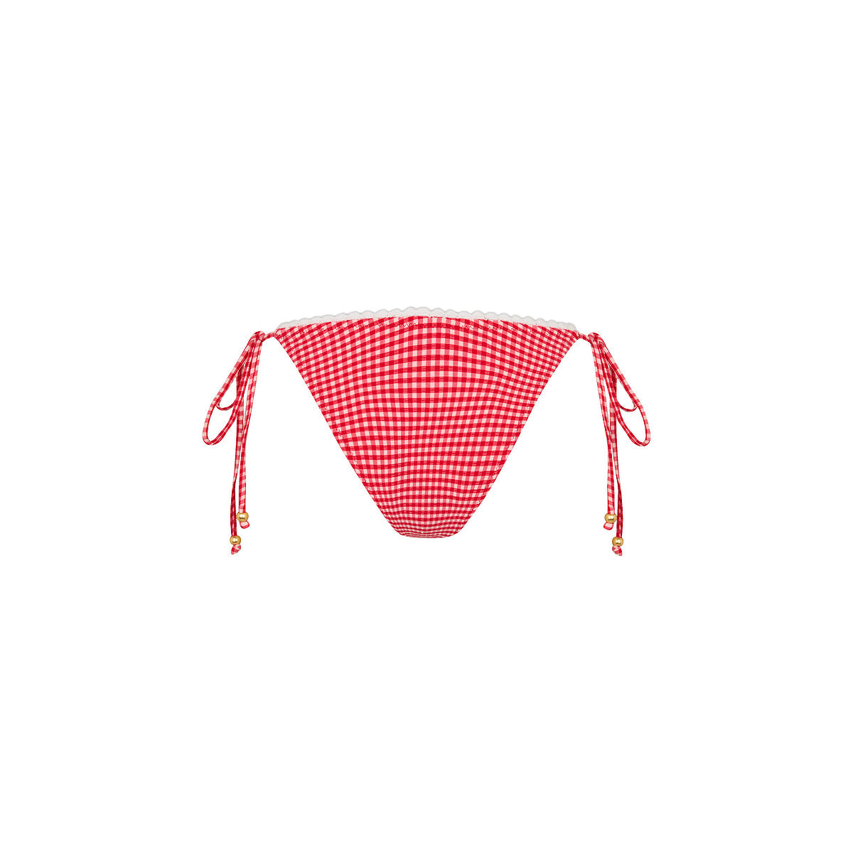 Scallop Crochet Cheeky Tie Bikini Bottom - Strawberry Siesta