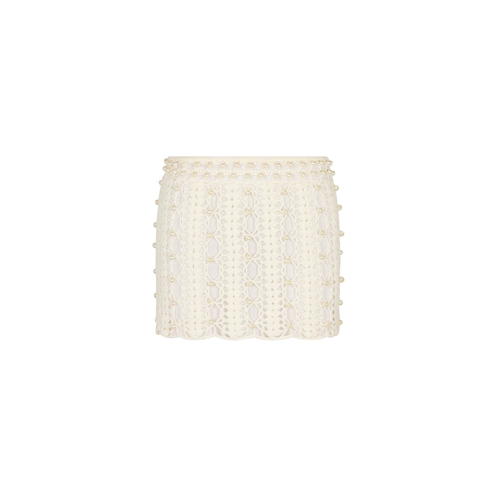 Pearl Knit Mini Skirt - Whipped White